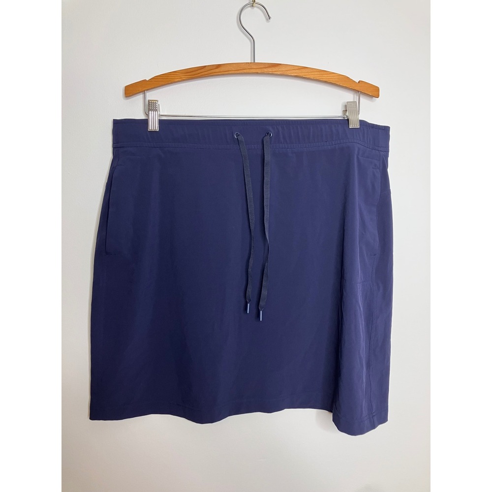 Eddie Bauer Skirt Womens L Navy Blue Excellent Hiking Active Stretch Pocket